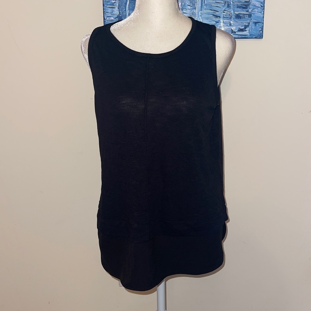 JCREW mixed media sleeveless top with keyhole back.